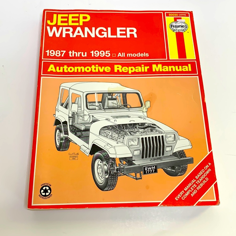 Book | Vintage EUC Jeep Wrangler 1987-1995 All Models Automotive Repair Gearhead